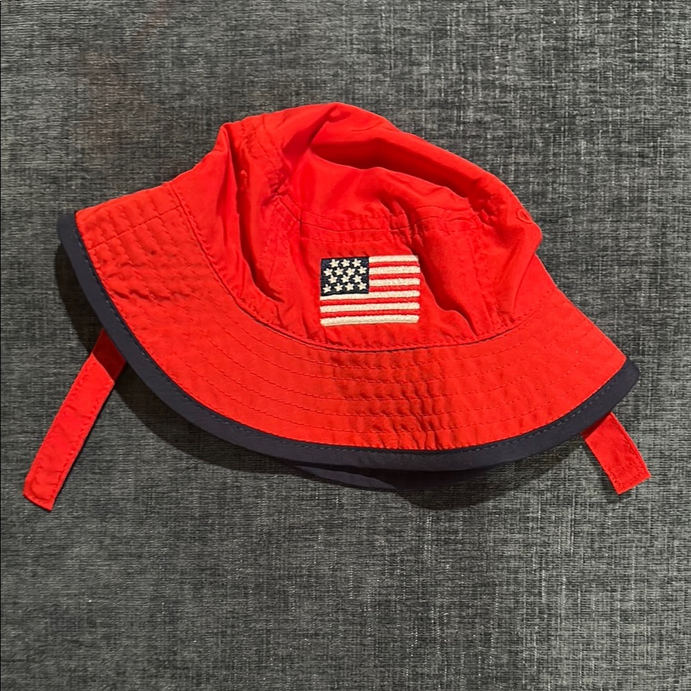 Carter's Bright Red Kids Hat with Flag Patch